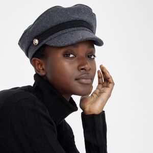 Zara grey nautical cap with gold button